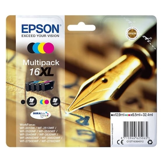 Epson 16XL Κυανό / Ματζέντα / Κίτρινο / Μαύρο Πακέτο 4 Μελανιών Εκτυπωτή C13T16364010 image 1