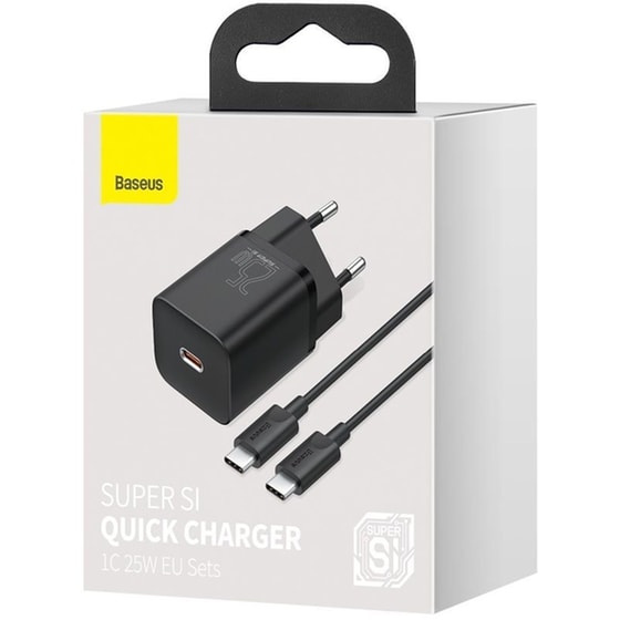 Φορτιστής Πρίζας Baseus Super Si Quick Charger 1C 25W USB-C/ Καλώδιο USB-C 1m - Μαύρο image 4