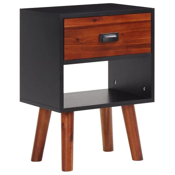 Κομοδίνο Vidaxl Από Μασίφ Ξύλο Ακακίας 2τμχ 40x30x58 cm - Καφέ Μαύρο image 2