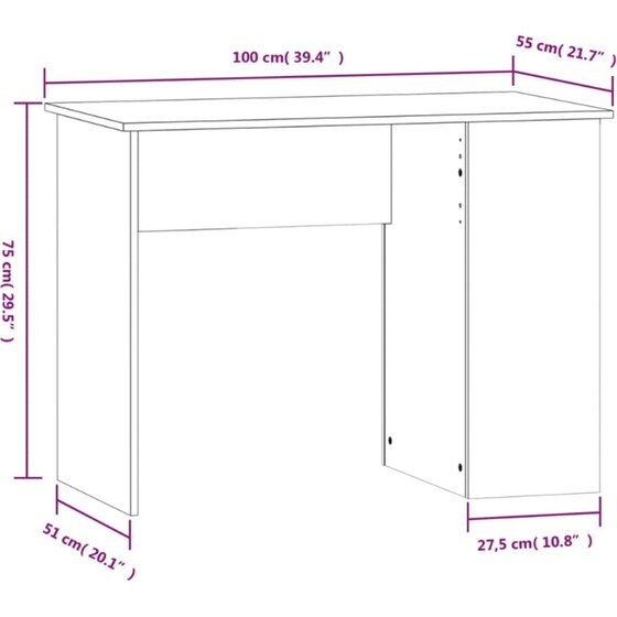 Γραφείο VidaXL από Επεξεργασμένο Ξύλο 100x55x75 cm - Γκρι Σκυροδέματος image 5