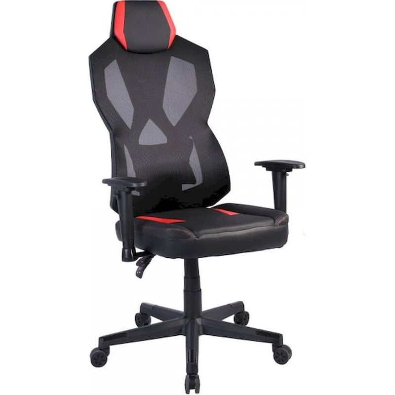 24MALL Καρέκλα Γραφείου/ Gaming 24Mall Raider Pro LED RGB από Ύφασμα Mesh - Μαύρο/ Κόκκινο