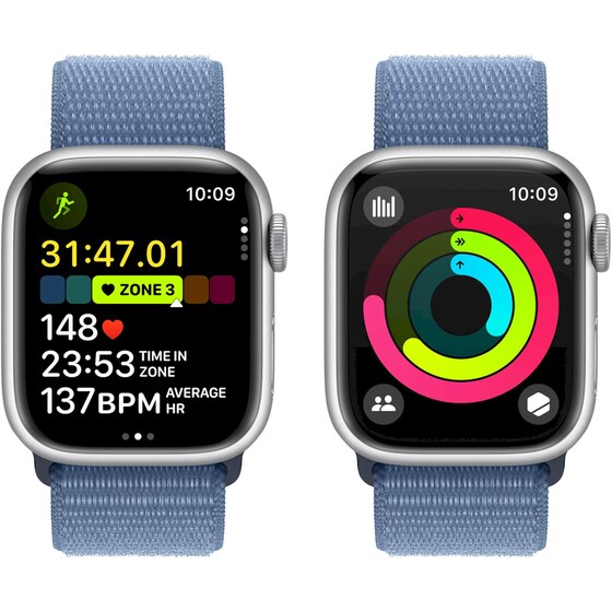 Apple Watch Series 9 Aluminium Silver GPS 41mm - Storm Blue Sport Loop image 7