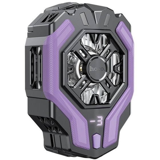 Ανεμιστηράκι Κινητού Hoco GM26 4.5"-7" Με Ένδειξη Θερμοκρασίας - Μωβ image 0