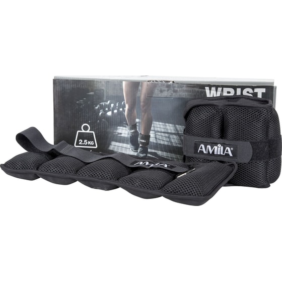 Βαράκια Άκρων 2 x 2.5kg Ρυθμιζόμενου Βάρους Amila 44149 από Νεοπρένιο - Μαύρα image 5