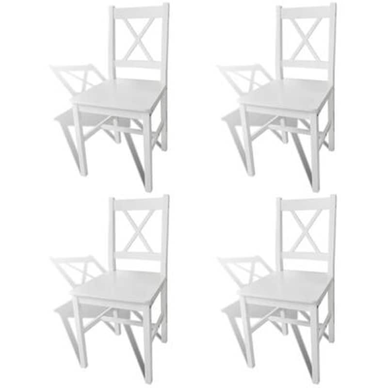 Καρέκλες Τραπεζαρίας Vidaxl από Ξύλο Πεύκου 4 Τμχ - Λευκές