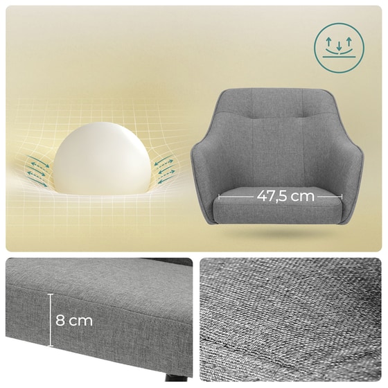 Καρέκλα Γραφείου Songmics Μεταλλική 64x64x93 cm - Γκρι image 5