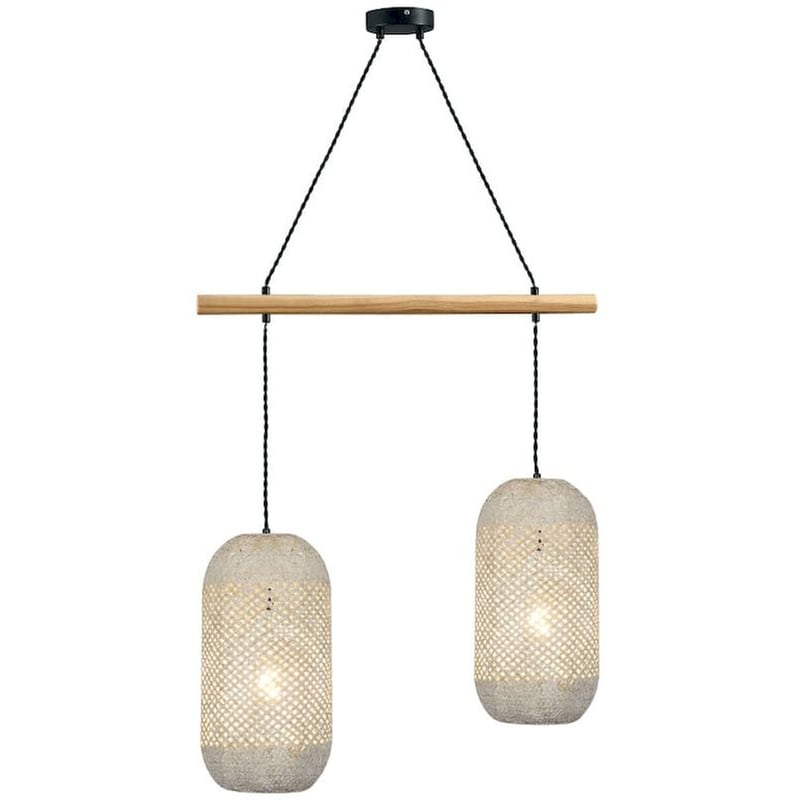 Φωτιστικό Οροφής Δίφωτο Aca Coconut Od762p60rw Μεταλλικό/Γυάλινο - Φυσικό/Μαύρο