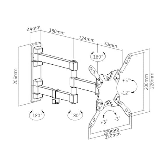Βάση Τηλεόρασης Επιτοίχια Brateck Lda21-223 με Βραχίονα 13" - 42" έως 20 kg image 2