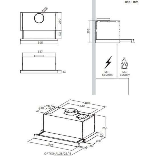 MIDEA MH60L07ET24SB 60 cm Inox Απορροφητήρας Συρόμενος image 1