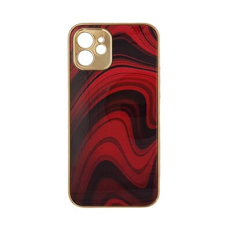 Θήκη Apple iPhone 12/iPhone 12 Pro - Gkk Electroplate Glass Case - Marble Red