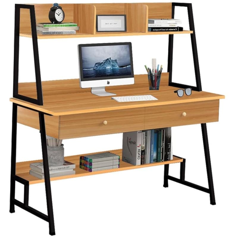 WOODWELL Γραφείο Βιβλιοθήκη Woodwell από MDF 120x48cm - Φυσικό/Μαύρο