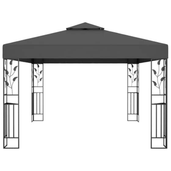 Κιόσκι Vidaxl Ατσάλινο με Διπλή Οροφή και Φωτάκια 3x4m - Ανθρακί image 4