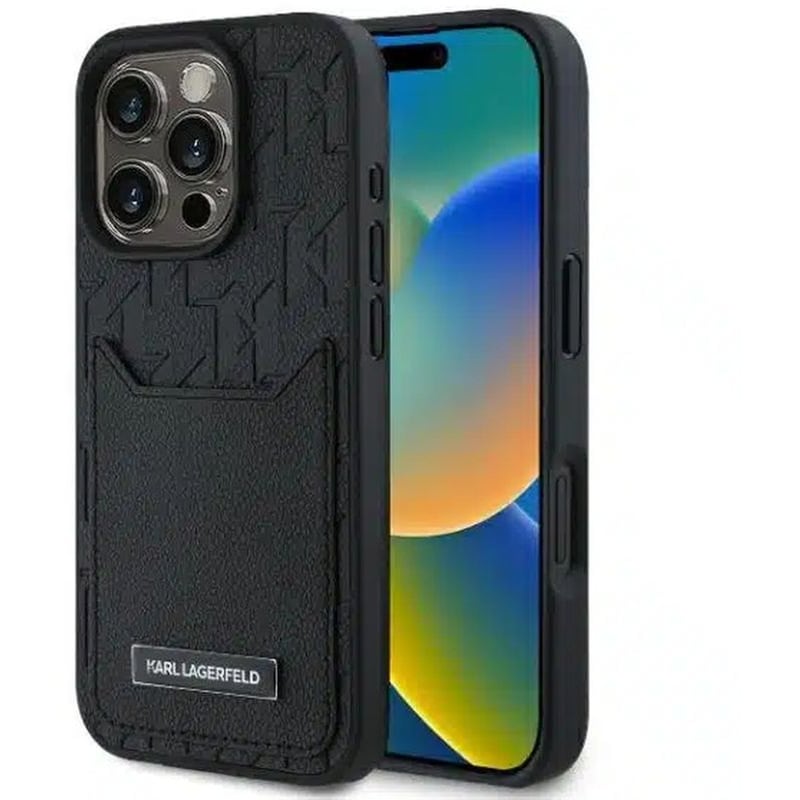 Θήκη Apple iPhone 16 - Karl Lagerfeld MagSafe Initial Metal Logo Silicone Case - Black KARL LAGERFELD