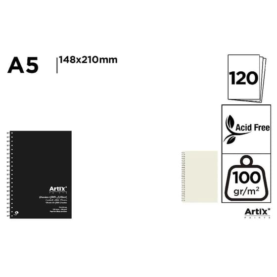 Μπλοκ Σχεδίου Artix Sketchbook A5 120Φ Μαύρο image 1