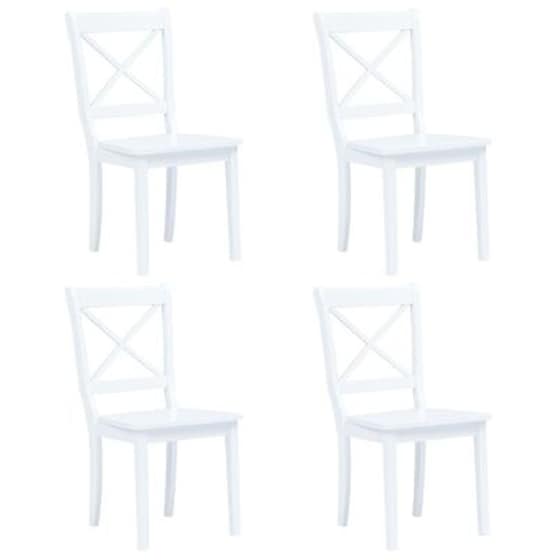 Καρέκλες Τραπεζαρίας Vidaxl από Μασίφ Ξύλο Καουτσουκόδεντρου 4 Τμχ - Λευκές image 0