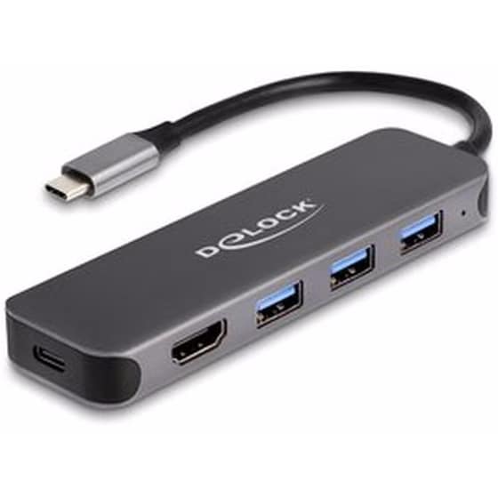 Delock Usb-c Hub 64170, 3x Usb 5gbps, Hdmi 4k, Usb-c Pd 85w, Γκρι image 0