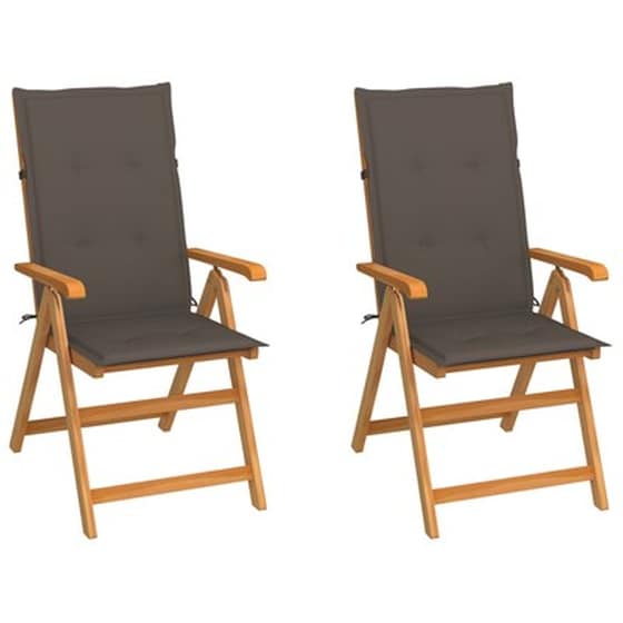 Vidaxl Καρέκλες Κήπου 2 Τεμ. Από Μασίφ Ξύλο Teak Με Taupe Μαξιλάρια image 1
