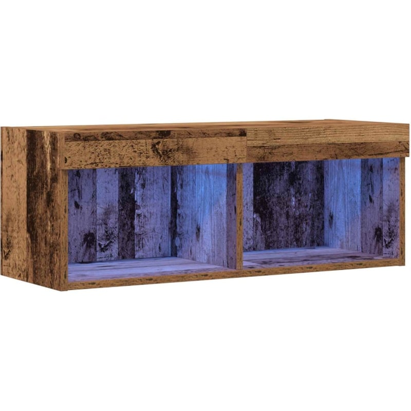 Έπιπλο Τηλεόρασης VidaXL με LED 80 x 30 x 30 cm - Παλαιωμένο Ξύλο