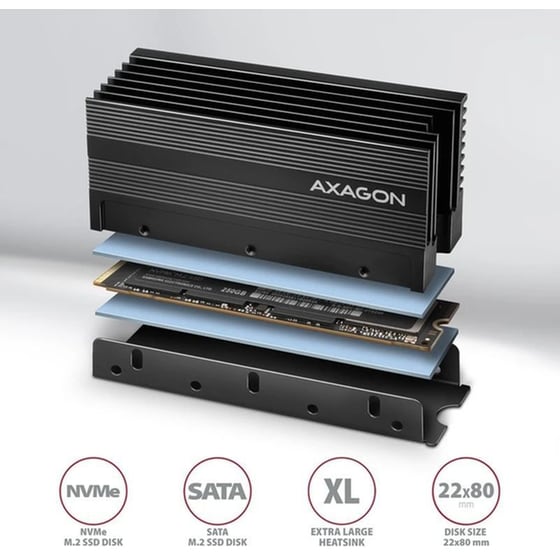 AXAGON CLR-M2XL Ψύκτρα για M.2 2280 SSD - Ασημί image 2
