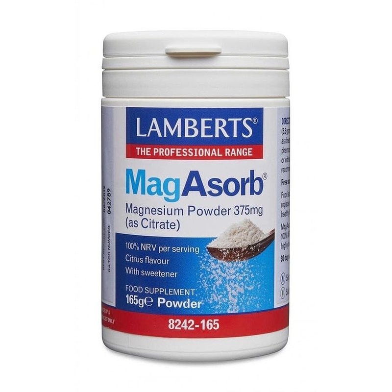 LAMBERTS Ειδικό Συμπλήρωμα Διατροφής Lamberts - Magasorb Magnesium Powder (as Citrate) 375mg - 165gr Σκόνη