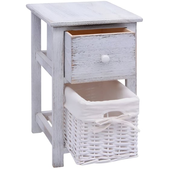 Κομοδίνο Vidaxl Από Ξύλο Παυλώνιας 2τμχ 28x31x45 cm - Λευκό image 3
