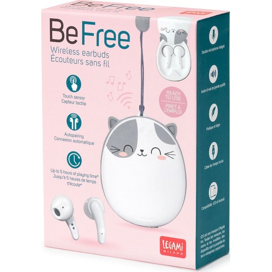 Ακουστικά Bluetooth Legami Be Free Meow Ear Buds με Θήκη Φόρτισης USB-C - Λευκά image 4