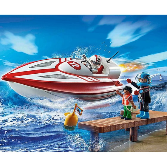 PLAYMOBIL® Sports & Action Αγωνιστικό Ταχύπλοο Σκάφος Με Μοτέρ (70744) image 3