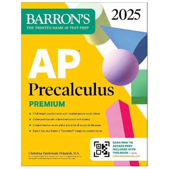 AP Precalculus Premium, 2025: 3 Practice Tests + Comprehensive Review + Online Practice image 0
