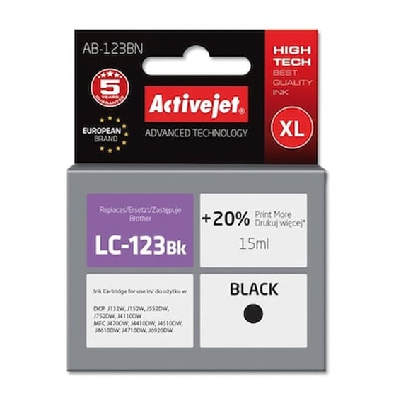Συμβατό Brother Lc123bk Μαύρο Μελάνι Εκτυπωτή lc121bk image 0