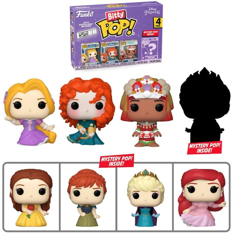 Funko Bitty Pop! – Disney Princess – Rapunzel/Merida/Moana And Mystery Figure 4-pack