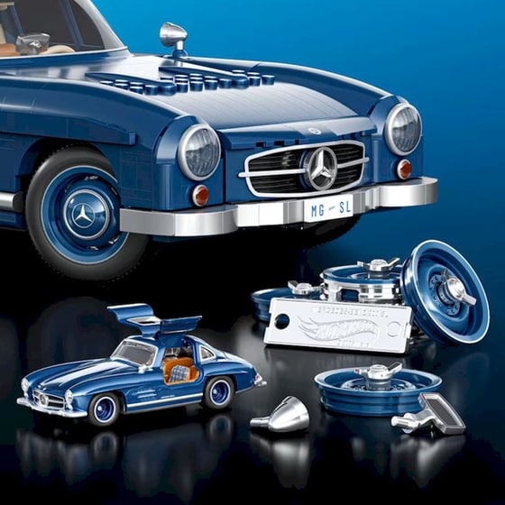 Mattel Hot Wheels Brick Shop Σετ Κατασκευής Premium Series Mercedes-Benz 300 SL 1:12 (1600 Κομμάτια) (HWW25) image 4