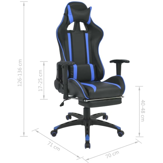 Καρέκλα Gaming Racing VidaXL Συνθετικό Δέρμα με Υποπόδιο - Μπλε/Μαύρη image 6