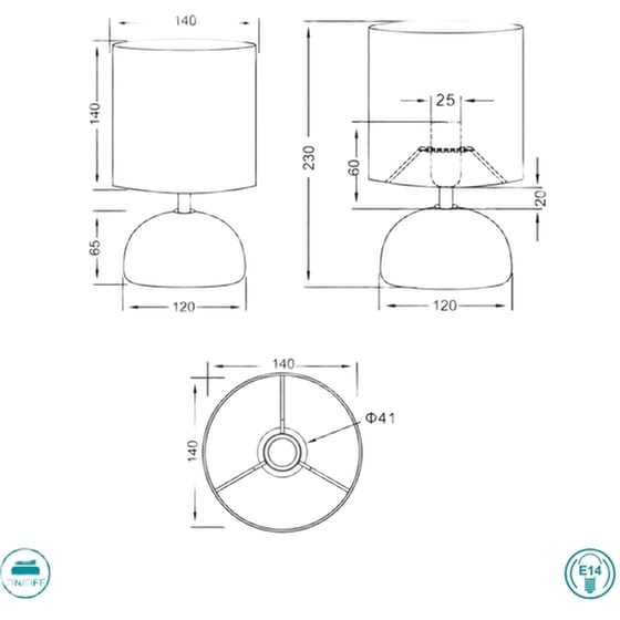 Trio Lighting Luci Κεραμικό Πορτατίφ για Ντουί E14 με Λευκό Καπέλο και Γκρι ΒάσηΚωδικός: R50351025 image 1