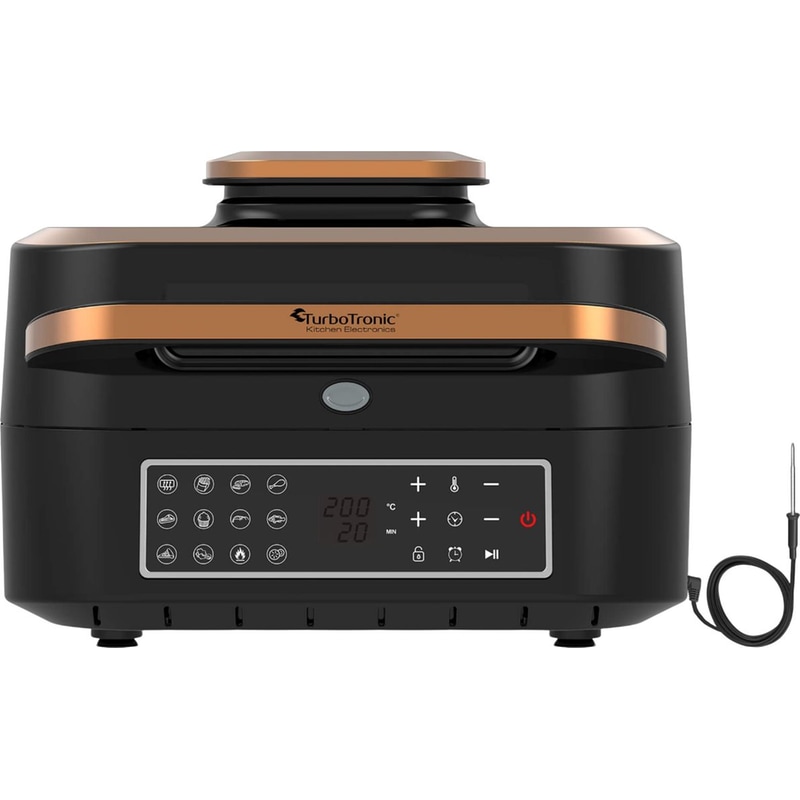 TURBOTRONIC TT-AG700 με Καπάκι 1800 W 6.5 L Μαύρο/Χρύσο Φριτέζα Αέρος - Grill TURBOTRONIC