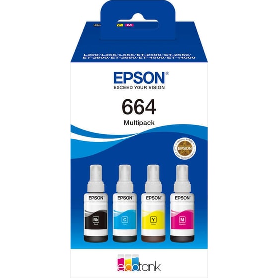 Epson 664 Κυανό / Ματζέντα / Κίτρινο / Μαύρο Πακέτο 4 Μελανιών Εκτυπωτή C13T66464A image 0