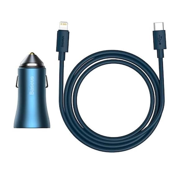 Φορτιστής Αυτοκινήτου Baseus Contactor Pro Usb+usb-c Με Καλώδιο - Μπλέ image 1