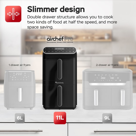 TURBOTRONIC TT-AF500D 2460 W 2 x 5.5 L Μαύρο Φριτέζα Αέρος image 11