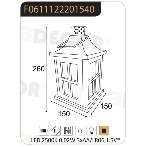 Φανάρι Led με Μπαταρία Aca Torte Ξύλινο - Μπεζ/Λευκό image 1