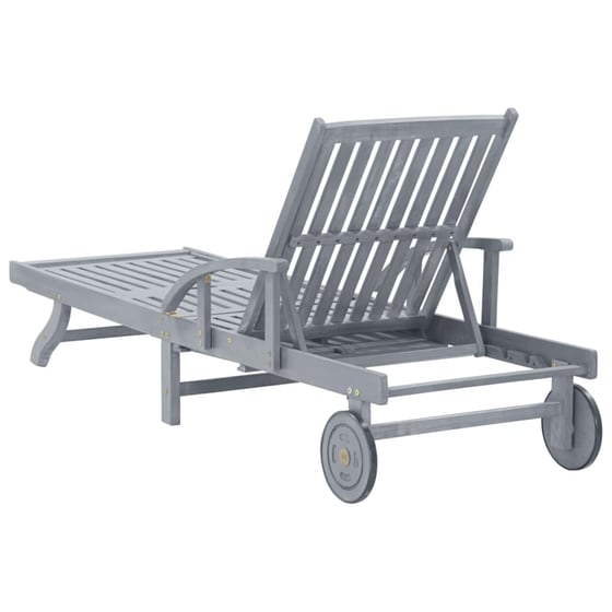 Ξαπλώστρα VidaXL από Μασίφ Ξύλο Ακακίας 200x68x30-86 cm - Γκρι/Ανθρακί image 1