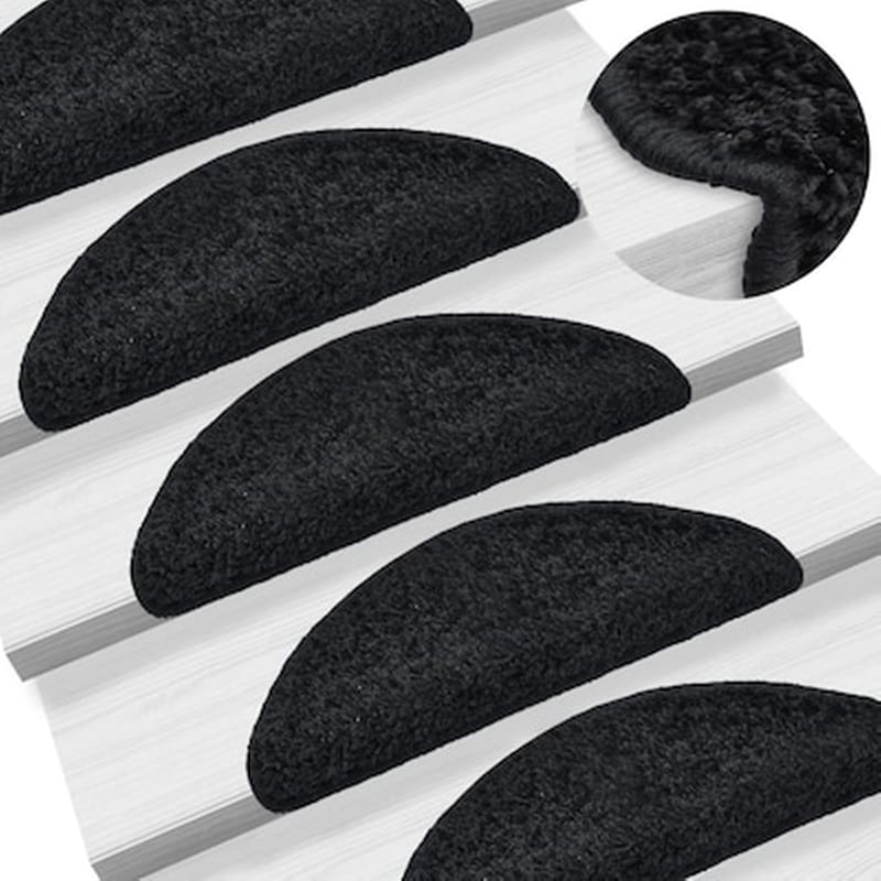 VIDAXL Vidaxl Πατάκια Σκάλας 15 Τεμ. Μαύρο 56 X 20 Εκ.