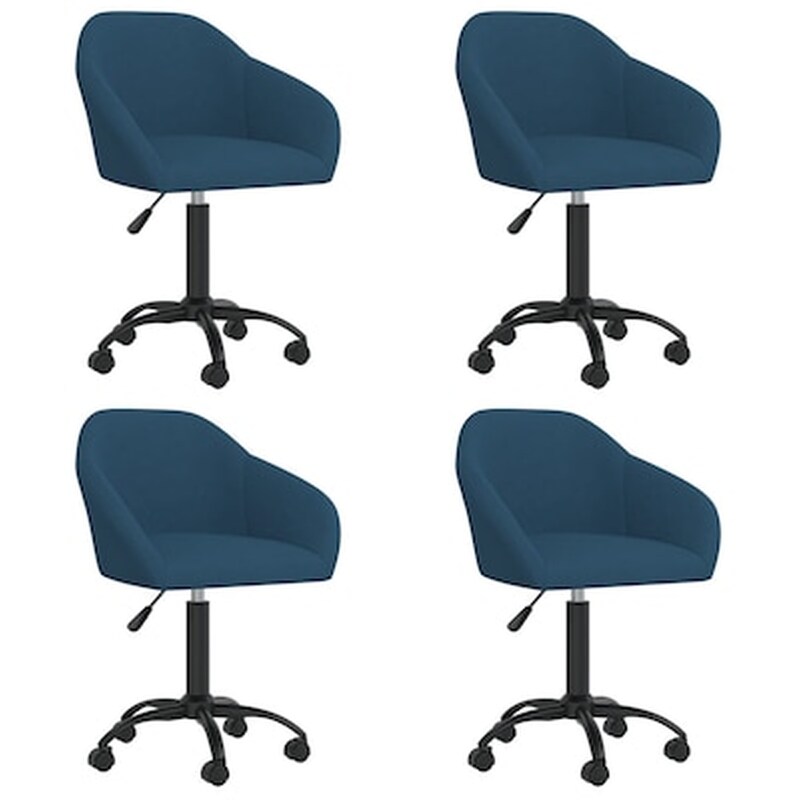 Vidaxl Καρέκλες Τραπεζαρίας Περιστρεφόμενες 4 Τεμ. Μπλε Βελούδινες
