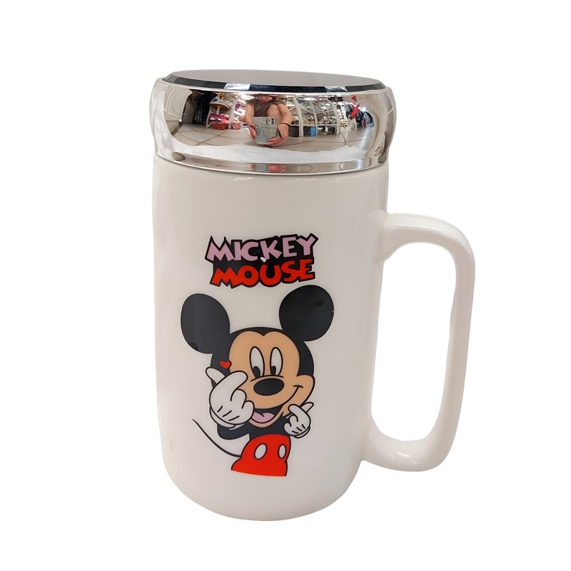 PIEROTO Κούπα Μεταφοράς Pieroto Mickey Mouse Κεραμική 400 ml - Λευκό