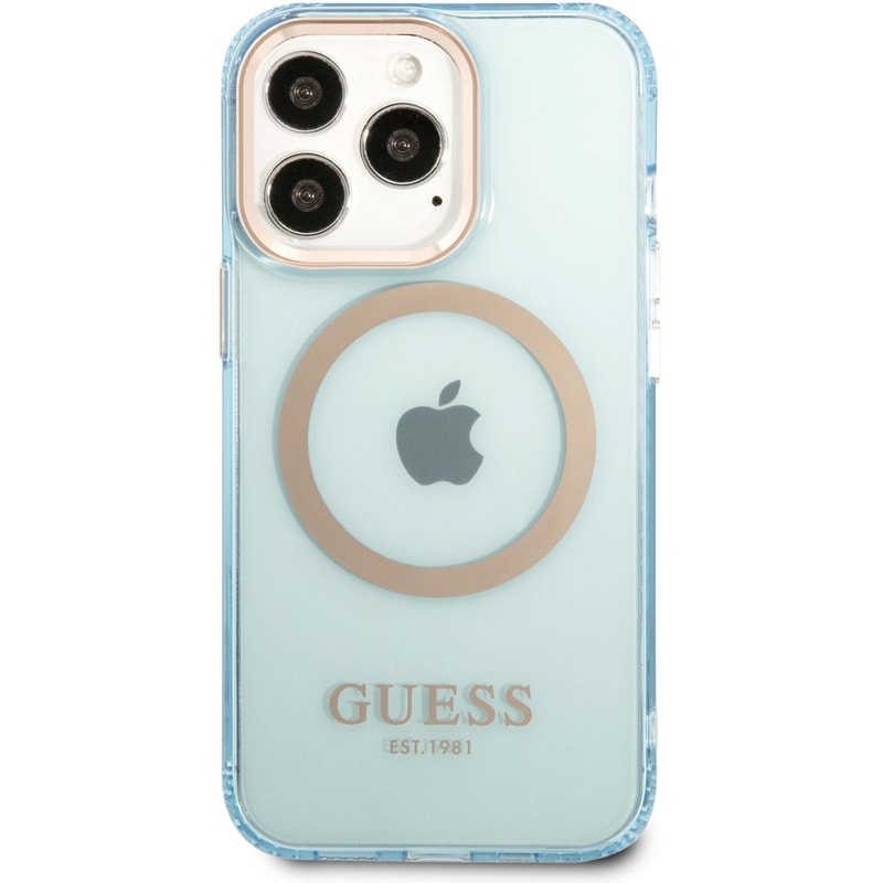 GUESS Θήκη Apple iPhone 13 Pro Max - Guess Gold Outline Collection Magsafe Hard Case - Μπλε