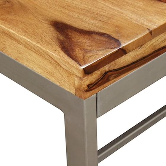 Τραπεζαρία Vidaxl  Από Μασίφ Ξύλο Sheesham Και Ατσάλι 180x90x76 cm - Μαύρο/Καφέ image 5