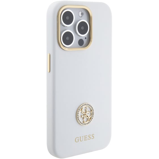 Guess Quot;4g Strass Logo Collection Quot; Case Θήκη Προστασίας Από Σιλικόνη – Iphone 15 Pro (white – Guhcp15lm4dgph) image 5