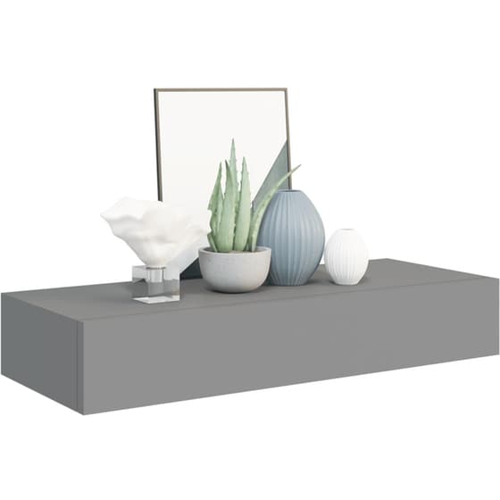 Ράφια Τοίχου VidaXL με Συρτάρι από MDF 60x23.5x10 cm 2 Τμχ- Γκρι image 8