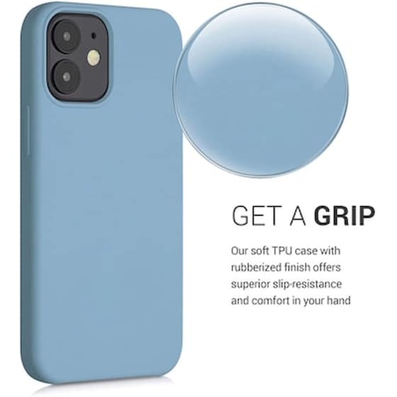 Θήκη Apple iPhone 12 Mini - Kwmobile Soft Flexible Rubber Protective Cover - Stone Blue image 1