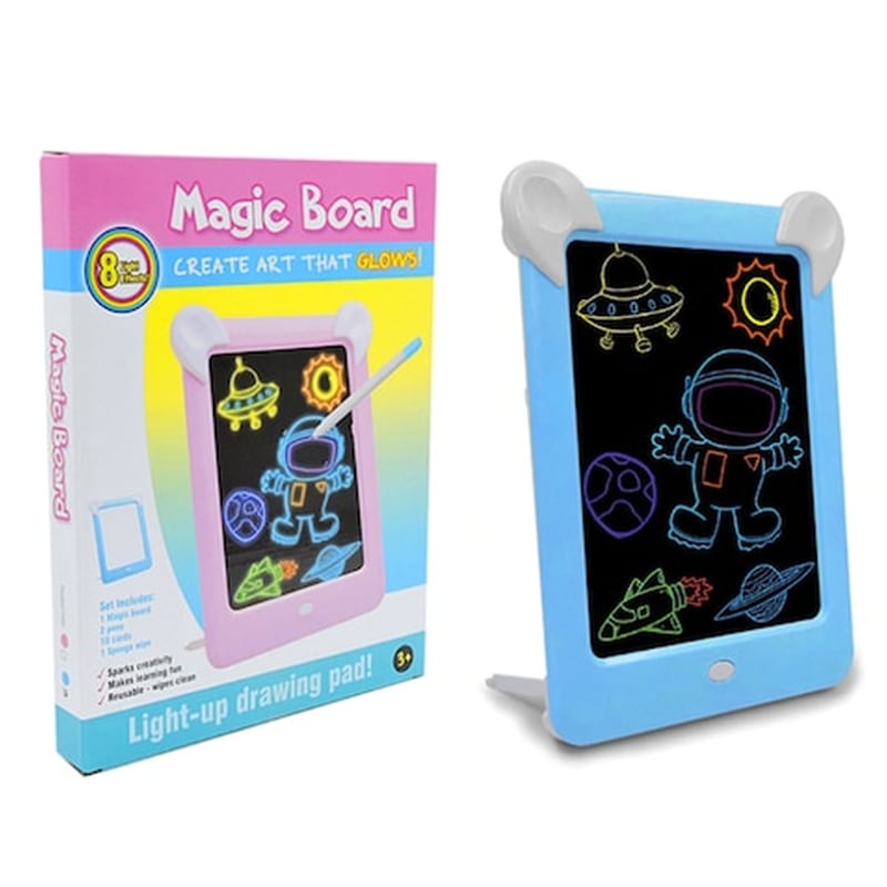Μαγικός Φωτιζόμενος Πίνακας Ζωγραφικής Με Αυτάκια Magic Board Γαλάζιος