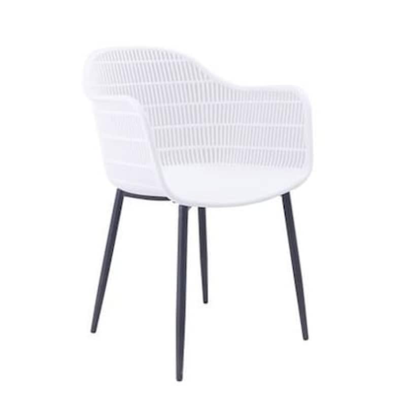 WOODWELL Πολυθρονα Μεταλλικη Μαυρη - Ασπρο Pp - Σετ 4 Τεμαχίων