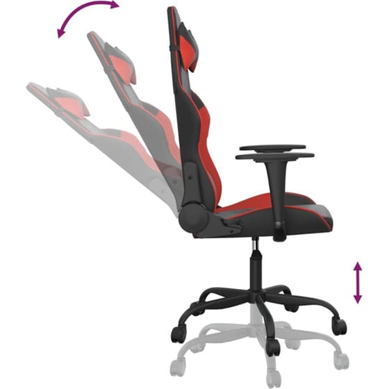 Καρέκλα Gaming VIDAXL 3143642 με Ρυθμιζόμενα Μπράτσα από Τεχνητό Δέρμα - Μαύρο / Κόκκινο image 4